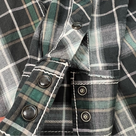 BKE Black Green Plaid Pearl Snap Button-Down Western Men's Shirt Size M - Picture 11 of 16